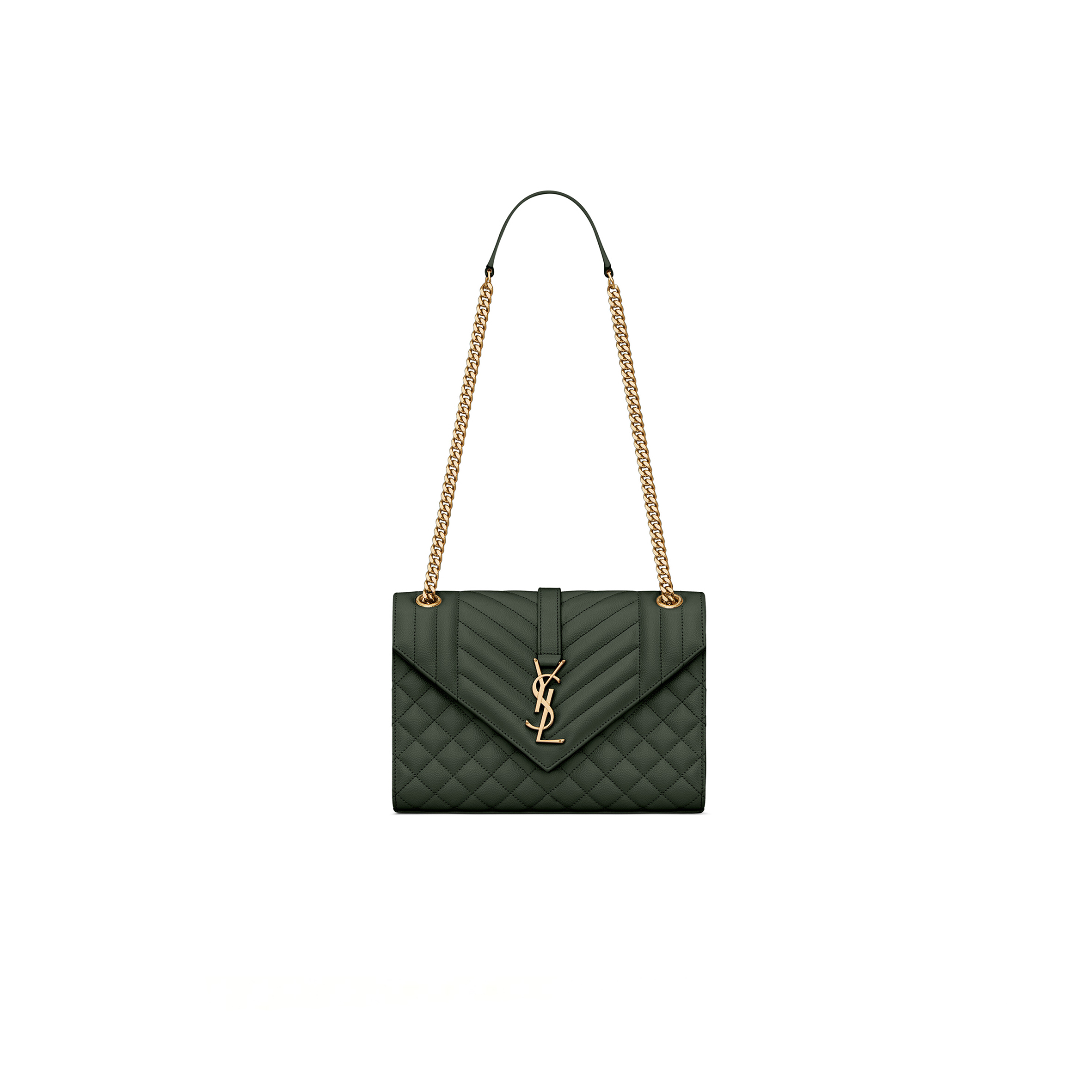 YSL ENVELOPE MEDIUM IN QUILTED GRAIN DE POUDRE EMBOSSED LEATHER 600185BOW913045 (24*17.5*6cm)